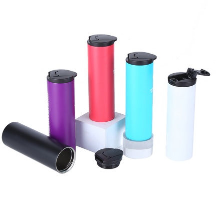 500 ML Straight shape double wall stainless steel vacuum bottle with plastic leak proof lid